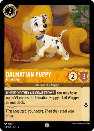 Dalmatian Puppy - Tail Wagger (4d/204) (4d/204) - Into the Inklands Cold Foil - Premium Lorcana Single from Into the Inklands - Just $0.75! Shop now at Game Crave Tournament Store