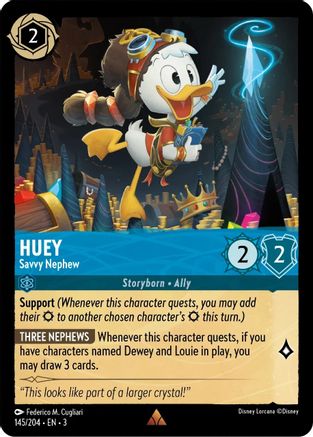 Huey - Savvy Nephew (145/204) - Into the Inklands - Premium Lorcana Single from Into the Inklands - Just $0.25! Shop now at Game Crave Tournament Store