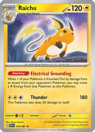 Raichu 19 - SV Paldean Fates Holofoil - Premium Pokemon Single from Nintendo - Just $0.50! Shop now at Game Crave Tournament Store