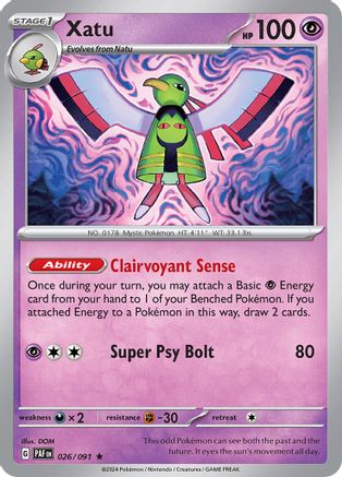 Xatu 26 - SV Paldean Fates Holofoil - Premium Pokemon Single from Nintendo - Just $0.50! Shop now at Game Crave Tournament Store