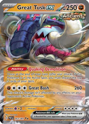 Great Tusk ex 53 - SV Paldean Fates Holofoil - Premium Pokemon Single from Nintendo - Just $0.50! Shop now at Game Crave Tournament Store