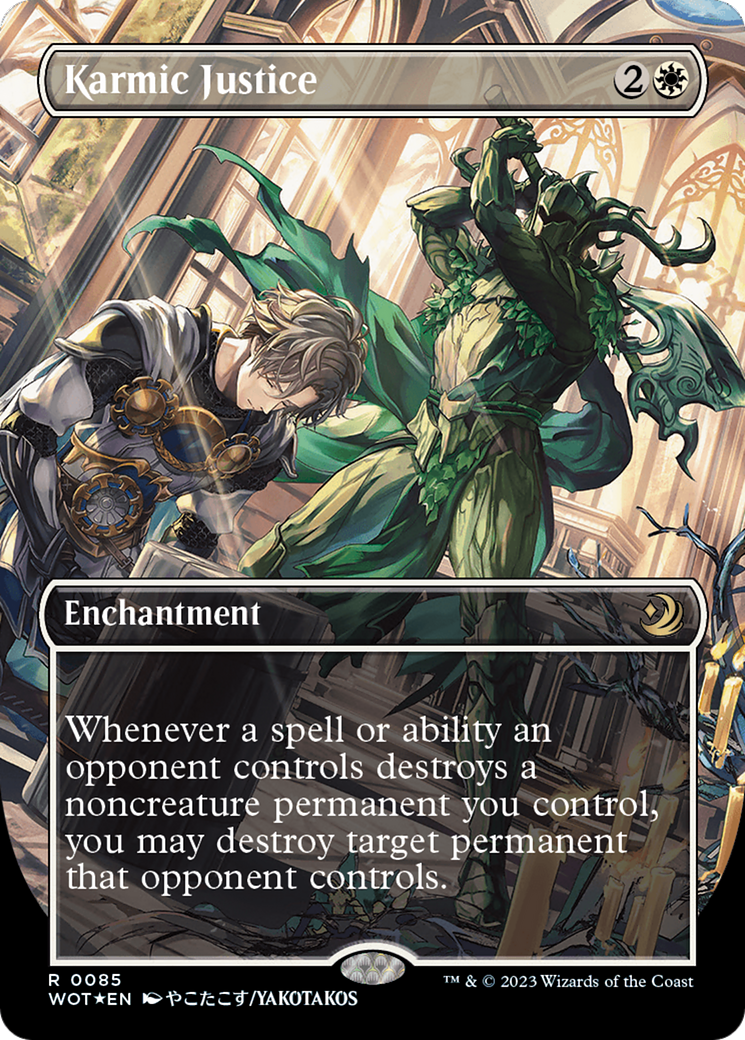 Karmic Justice (WOT-085) - Wilds of Eldraine: Enchanting Tales (Borderless) Foil - Premium MTG Single from Wizards of the Coast - Just $8.10! Shop now at Game Crave Tournament Store