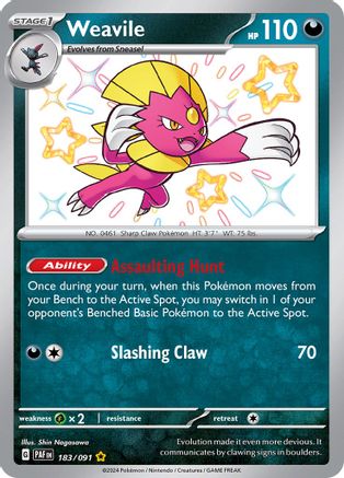 Weavile 183 - SV Paldean Fates Holofoil - Premium Pokemon Single from Nintendo - Just $1.66! Shop now at Game Crave Tournament Store