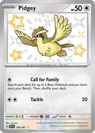 Pidgey 196 - SV Paldean Fates Holofoil - Premium Pokemon Single from Nintendo - Just $8.69! Shop now at Game Crave Tournament Store