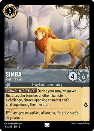 Simba - Rightful King (193/204) - Into the Inklands - Premium Lorcana Single from Into the Inklands - Just $0.25! Shop now at Game Crave Tournament Store