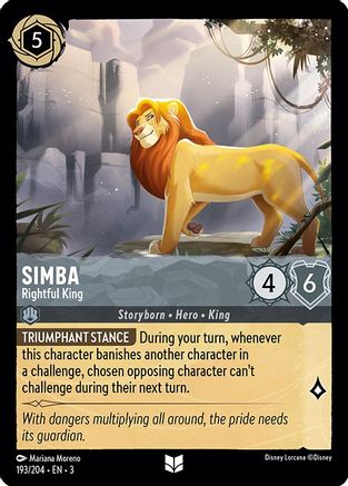 Simba - Rightful King (193/204) - Into the Inklands Cold Foil - Premium Lorcana Single from Into the Inklands - Just $0.25! Shop now at Game Crave Tournament Store