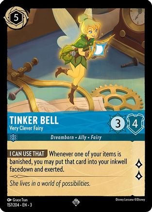 Tinker Bell - Very Clever Fairy (157/204) - Into the Inklands Cold Foil - Premium Lorcana Single from Into the Inklands - Just $0.29! Shop now at Game Crave Tournament Store