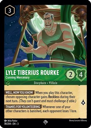 Lyle Tiberius Rourke - Cunning Mercenary (78/204) - Into the Inklands - Premium Lorcana Single from Into the Inklands - Just $0.49! Shop now at Game Crave Tournament Store