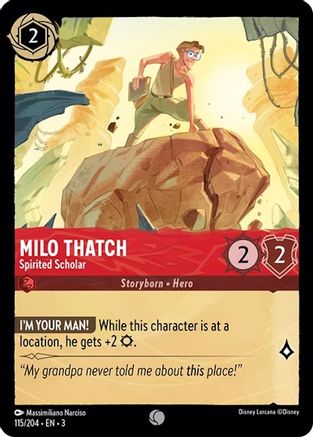 Milo Thatch - Spirited Scholar (115/204) - Into the Inklands - Premium Lorcana Single from Into the Inklands - Just $0.25! Shop now at Game Crave Tournament Store