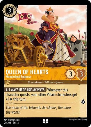 Queen of Hearts - Wonderland Empress (20/204) - Into the Inklands - Premium Lorcana Single from Into the Inklands - Just $0.25! Shop now at Game Crave Tournament Store