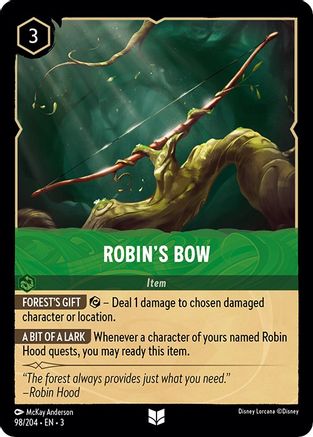 Robin's Bow (98/204) - Into the Inklands - Premium Lorcana Single from Into the Inklands - Just $0.25! Shop now at Game Crave Tournament Store