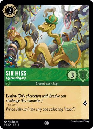 Sir Hiss - Aggravating Asp (86/204) - Into the Inklands Cold Foil - Premium Lorcana Single from Into the Inklands - Just $0.25! Shop now at Game Crave Tournament Store
