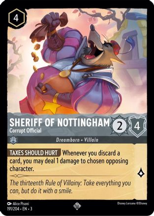 Sheriff of Nottingham - Corrupt Official (191/204) - Into the Inklands - Premium Lorcana Single from Into the Inklands - Just $0.25! Shop now at Game Crave Tournament Store