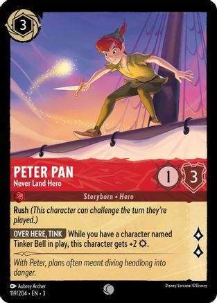 Peter Pan - Never Land Hero (119/204) - Into the Inklands - Premium Lorcana Single from Into the Inklands - Just $0.25! Shop now at Game Crave Tournament Store