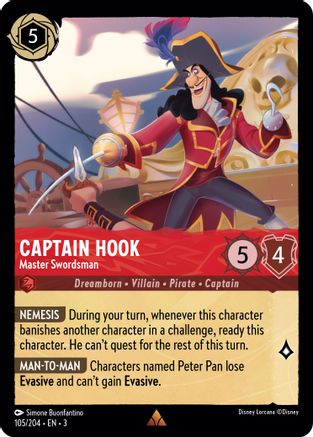 Captain Hook - Master Swordsman (105/204) - Into the Inklands Cold Foil - Premium Lorcana Single from Into the Inklands - Just $0.38! Shop now at Game Crave Tournament Store
