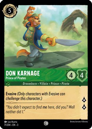 Don Karnage - Prince of Pirates (71/204) - Into the Inklands - Premium Lorcana Single from Into the Inklands - Just $0.25! Shop now at Game Crave Tournament Store