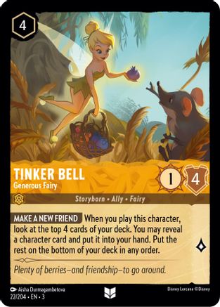 Tinker Bell - Generous Fairy (22/204) - Into the Inklands Cold Foil - Premium Lorcana Single from Into the Inklands - Just $0.26! Shop now at Game Crave Tournament Store
