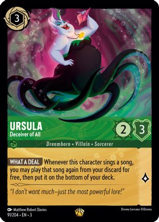 Ursula - Deceiver of All (91/204) - Into the Inklands Cold Foil - Premium Lorcana Single from Into the Inklands - Just $9.66! Shop now at Game Crave Tournament Store