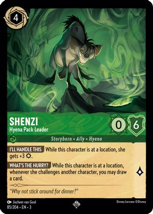 Shenzi - Hyena Pack Leader (85//204) - Into the Inklands - Premium Lorcana Single from Into the Inklands - Just $0.25! Shop now at Game Crave Tournament Store