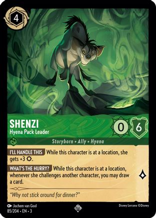 Shenzi - Hyena Pack Leader (85//204) - Into the Inklands Cold Foil - Premium Lorcana Single from Into the Inklands - Just $0.41! Shop now at Game Crave Tournament Store