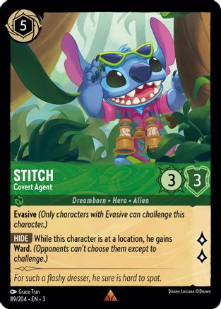 Stitch - Covert Agent (89//204) - Into the Inklands Cold Foil - Premium Lorcana Single from Into the Inklands - Just $0.35! Shop now at Game Crave Tournament Store