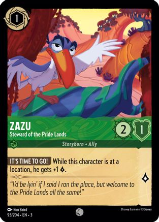 Zazu - Steward of the Pride Lands (93//204) - Into the Inklands - Premium Lorcana Single from Into the Inklands - Just $0.25! Shop now at Game Crave Tournament Store