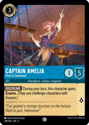 Captain Amelia - First in Command (138//204) - Into the Inklands - Premium Lorcana Single from Into the Inklands - Just $0.25! Shop now at Game Crave Tournament Store