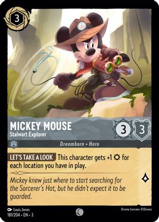 Mickey Mouse - Stalwart Explorer (181/204) - Into the Inklands - Premium Lorcana Single from Into the Inklands - Just $0.25! Shop now at Game Crave Tournament Store