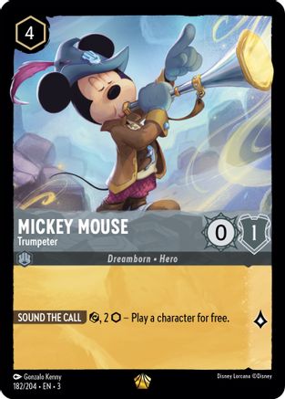 Mickey Mouse -Trumpeter (182/204) - Into the Inklands Cold Foil - Premium Lorcana Single from Into the Inklands - Just $1.94! Shop now at Game Crave Tournament Store