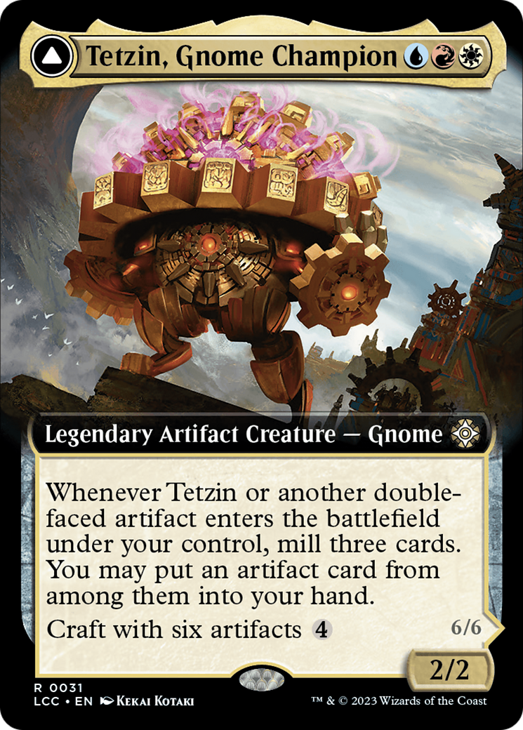 Tetzin, Gnome Champion // The Golden-Gear Colossus (LCC-031) - The Lost Caverns of Ixalan Commander: (Extended Art) Foil - Premium MTG Single from Wizards of the Coast - Just $0.09! Shop now at Game Crave Tournament Store