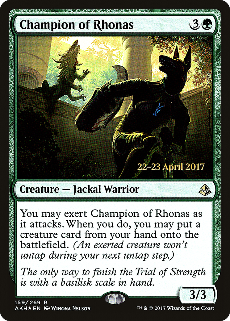 Champion of Rhonas (PAKH-159S) - Amonkhet Promos Foil - Premium MTG Single from Wizards of the Coast - Just $0.66! Shop now at Game Crave Tournament Store