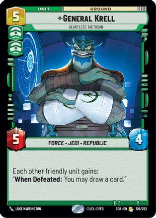 General Krell - Heartless Tactician (105/252) - Spark of Rebellion Foil - Premium Star Wars: Unlimited Single from Spark of Rebellion - Just $0.20! Shop now at Game Crave Tournament Store