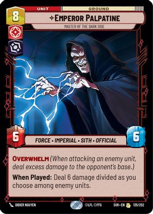 Emperor Palpatine - Master of the Dark Side (135) - Spark of Rebellion Foil - Premium Star Wars: Unlimited Single from Spark of Rebellion - Just $1.99! Shop now at Game Crave Tournament Store