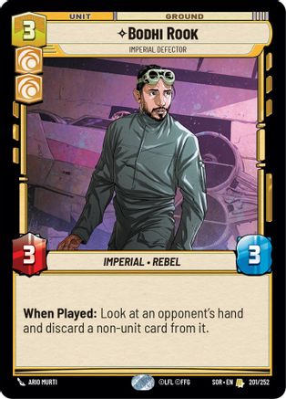 Bodhi Rook - Imperial Defector (201/252) - Spark of Rebellion - Premium Star Wars: Unlimited Single from Spark of Rebellion - Just $0.29! Shop now at Game Crave Tournament Store