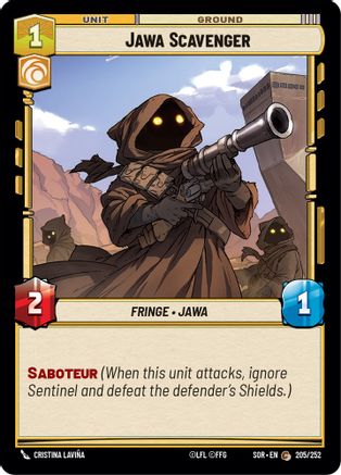 Jawa Scavenger (205) - Spark of Rebellion - Premium Star Wars: Unlimited Single from Spark of Rebellion - Just $0.25! Shop now at Game Crave Tournament Store
