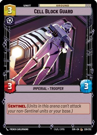 Cell Block Guard (229) - Spark of Rebellion - Premium Star Wars: Unlimited Single from Spark of Rebellion - Just $0.25! Shop now at Game Crave Tournament Store