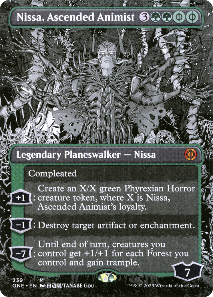 Nissa, Ascended Animist (ONE-339) - Phyrexia: All Will Be One: (Showcase) (Borderless) - Premium MTG Single from Wizards of the Coast - Just $4.29! Shop now at Game Crave Tournament Store