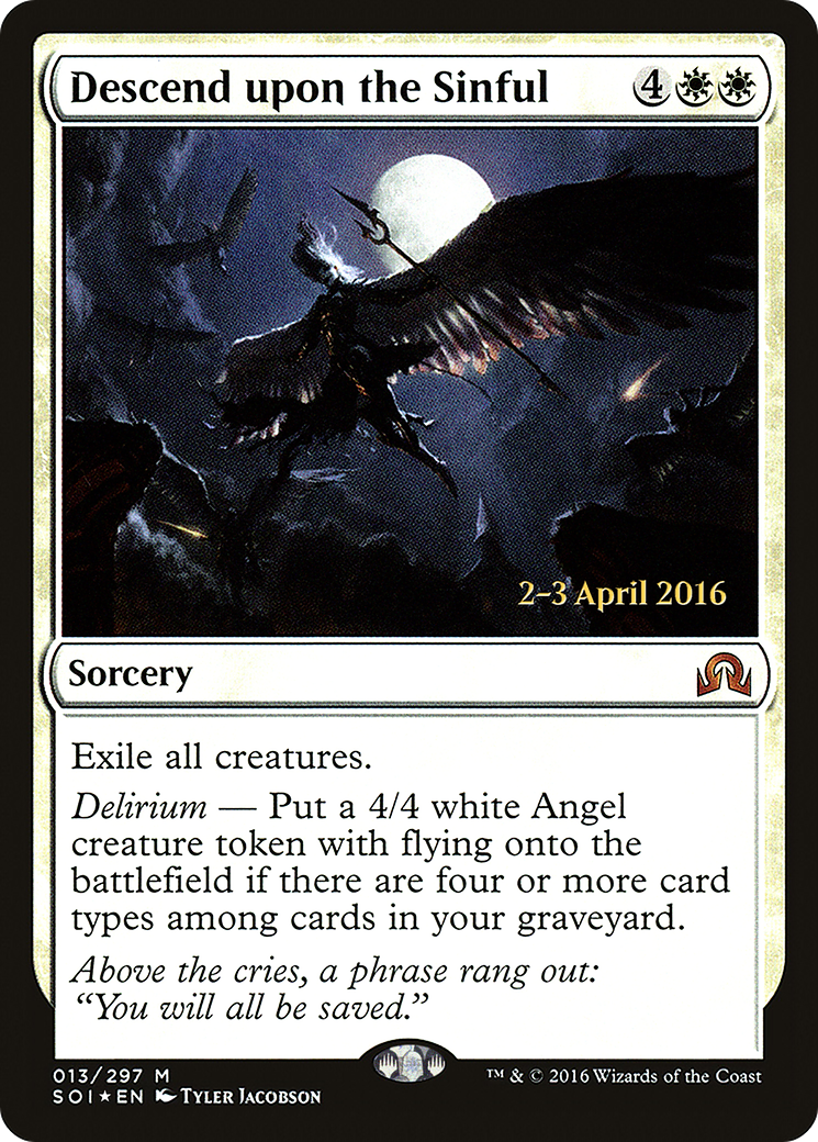Descend upon the Sinful (PSOI-13S) - Shadows over Innistrad Promos Foil - Premium MTG Single from Wizards of the Coast - Just $0.42! Shop now at Game Crave Tournament Store