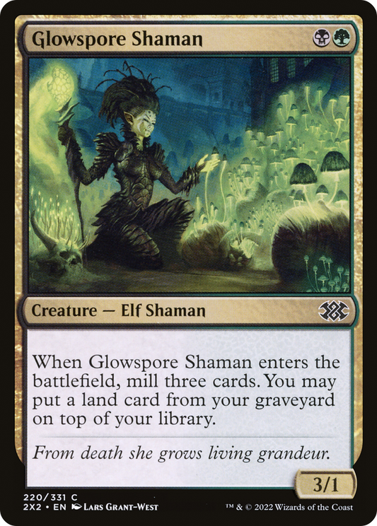 Glowspore Shaman (2X2-220) - Double Masters 2022 - Premium MTG Single from Wizards of the Coast - Just $0.25! Shop now at Game Crave Tournament Store