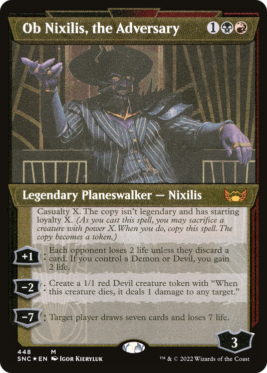 Ob Nixilis, the Adversary (SNC-448) - Streets of New Capenna: (Showcase) Etched Foil - Premium MTG Single from Wizards of the Coast - Just $3.60! Shop now at Game Crave Tournament Store