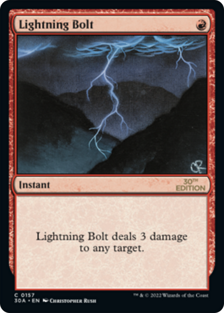 Lightning Bolt (30A-157) - 30th Anniversary Edition - Premium MTG Single from Wizards of the Coast - Just $8.22! Shop now at Game Crave Tournament Store