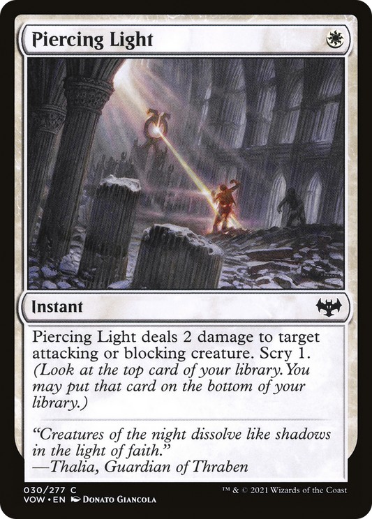 Piercing Light (VOW-030) - Innistrad: Crimson Vow - Premium MTG Single from Wizards of the Coast - Just $0.08! Shop now at Game Crave Tournament Store