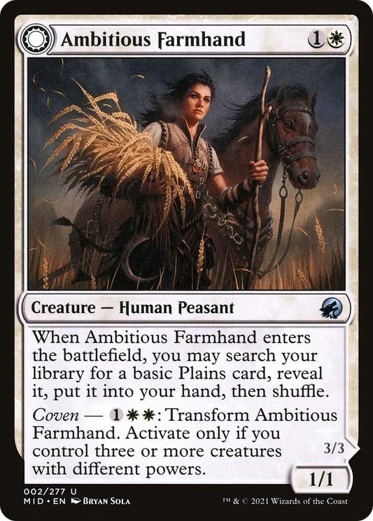 Ambitious Farmhand // Seasoned Cathar (MID-002) - Innistrad: Midnight Hunt: (Double Faced Transform) - Premium MTG Single from Wizards of the Coast - Just $0.08! Shop now at Game Crave Tournament Store