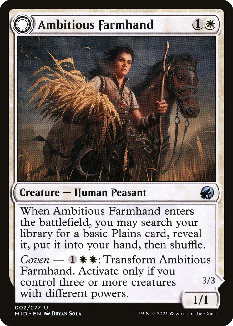 Ambitious Farmhand // Seasoned Cathar (MID-002) - Innistrad: Midnight Hunt: (Double Faced Transform) Foil - Premium MTG Single from Wizards of the Coast - Just $0.09! Shop now at Game Crave Tournament Store