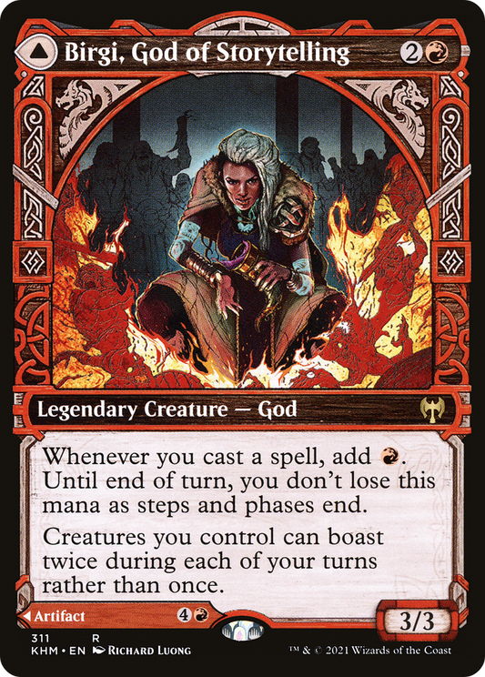Birgi, God of Storytelling // Harnfel, Horn of Bounty (KHM-311) - Kaldheim: (Showcase) Foil - Premium MTG Single from Wizards of the Coast - Just $19.32! Shop now at Game Crave Tournament Store