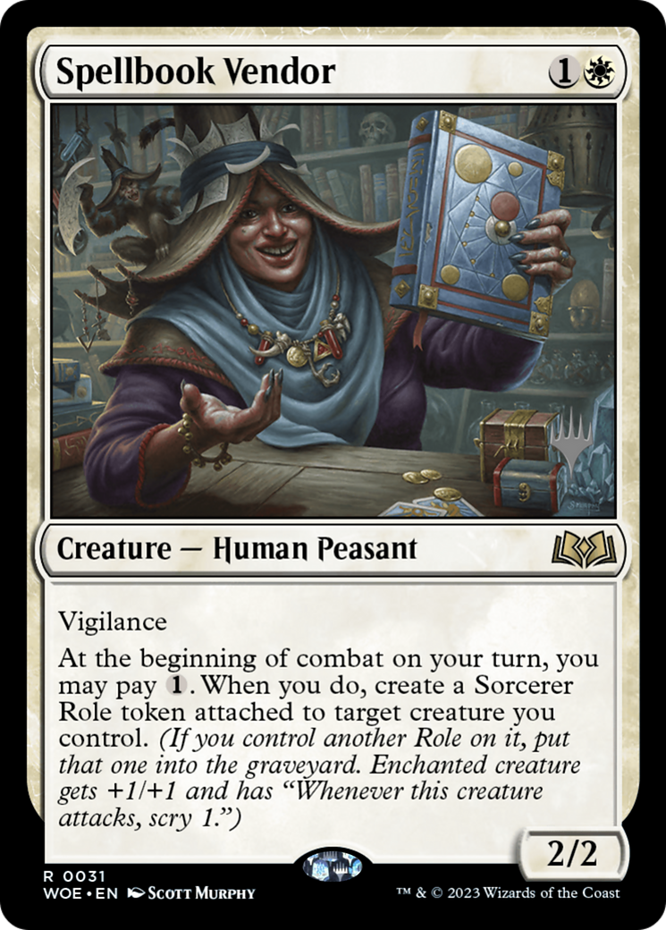 Spellbook Vendor (PWOE-31P) - Wilds of Eldraine Promos - Premium MTG Single from Wizards of the Coast - Just $0.11! Shop now at Game Crave Tournament Store