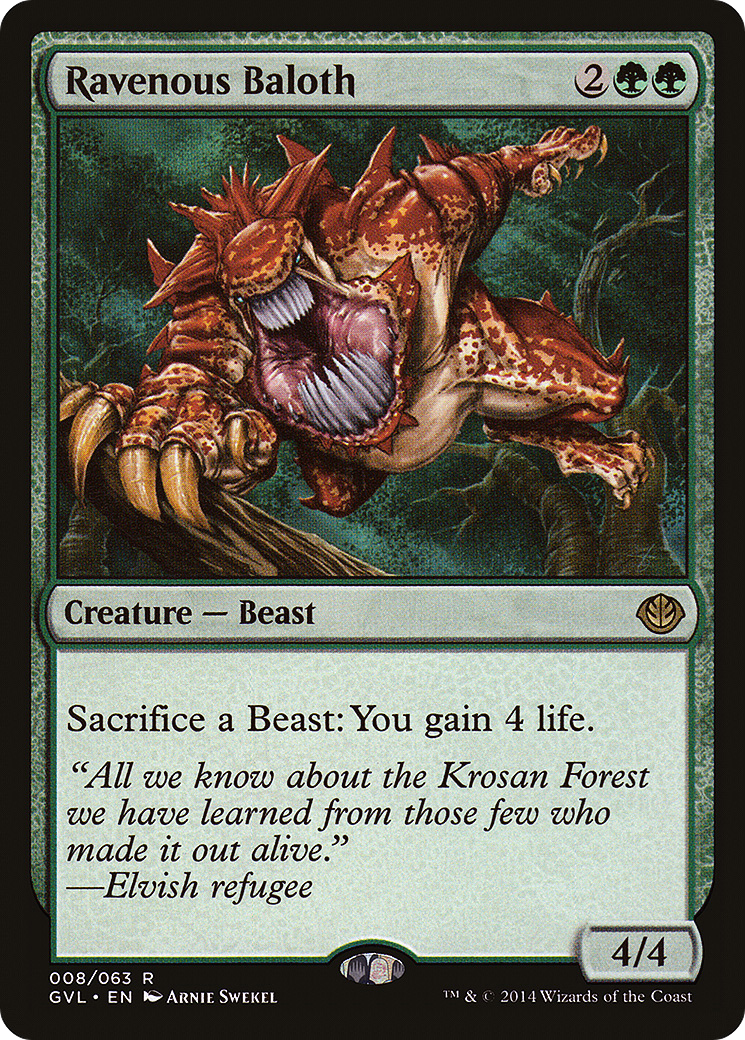 Ravenous Baloth (GVL-008) - Duel Decks Anthology: Garruk vs. Liliana - Premium MTG Single from Wizards of the Coast - Just $0.25! Shop now at Game Crave Tournament Store