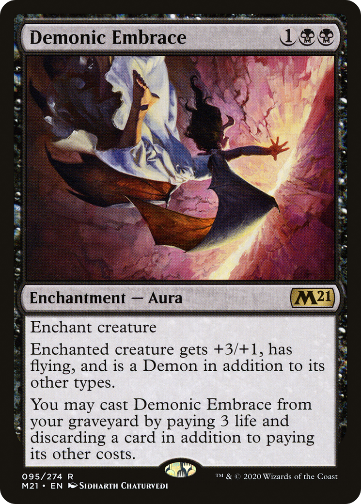 Demonic Embrace (M21-095) - Core Set 2021 - Premium MTG Single from Wizards of the Coast - Just $0.08! Shop now at Game Crave Tournament Store