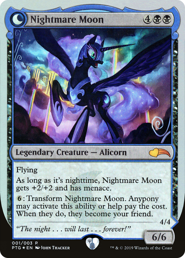 Nightmare Moon // Princess Luna (PTG-001) - Ponies: The Galloping: (waxingandwaningmoondfc) Foil - Premium MTG Single from Wizards of the Coast - Just $74.93! Shop now at Game Crave Tournament Store