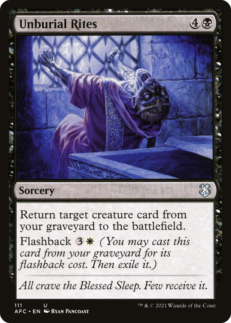 Unburial Rites (AFC-111) - Forgotten Realms Commander - Premium MTG Single from Wizards of the Coast - Just $0.08! Shop now at Game Crave Tournament Store